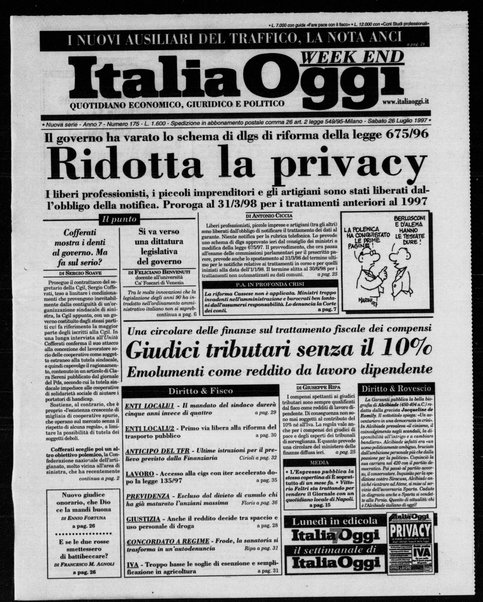 Italia oggi : quotidiano di economia finanza e politica